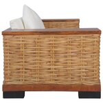 vidaXL Ensemble de canapés 3 Pièces avec coussins Marron Rotin naturel