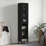 vidaXL Buffet haut Noir 34 5x34x180 cm Bois d'ingénierie