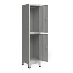 Casier de bureau armoire meuble de rangement pour bureau atelier chambre acier métallique avec 2 portes acier laqué 180 x 38 x 45 cm gris 03_0006346