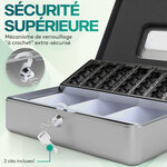 ACROPAQ Caisse monnaie 30x24x9cm- Coffret Monnaie en Acier- Monnayeur  2 clés  Compartiments à monnaie- Poignée de Transport Robuste