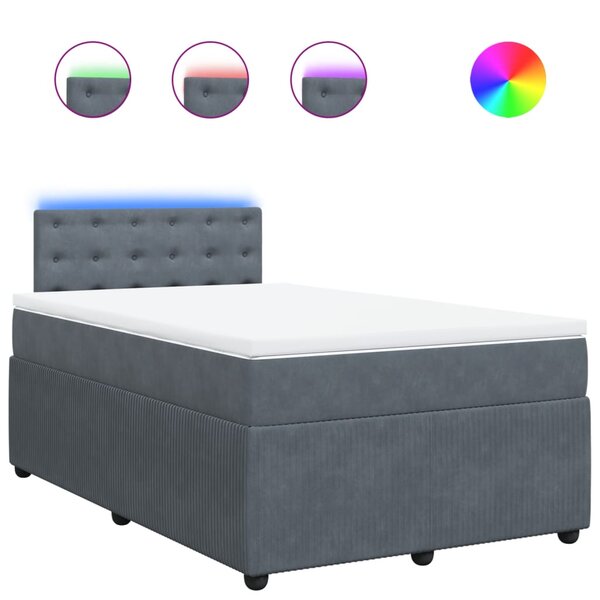 vidaXL Sommier à lattes de lit et matelas Gris foncé 120x200cm Velours