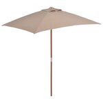 vidaXL Parasol avec mât en bois 150 x 200 cm Taupe