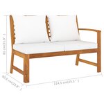 vidaXL Salon de jardin 4 Pièces avec coussin Crème Bois d'acacia solide