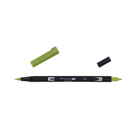 Feutre dessin double pointe abt dual brush pen 158 olive noire tombow