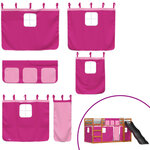 vidaXL Lit superposé avec toboggan et rideaux rose 90x190 cm