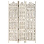 vidaXL Cloison de séparation 3 panneaux Blanc 120x165 cm Bois manguier
