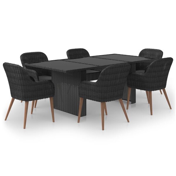 vidaXL Ensemble à dîner de jardin 7 Pièces Résine tressée Noir