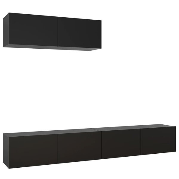 vidaXL Meubles TV 3 Pièces Noir Bois d'ingénierie