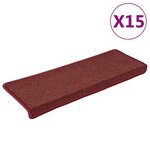 vidaXL Tapis d'escalier 15 Pièces 65x21x4 cm Rouge mat
