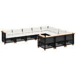 vidaXL Salon de jardin 10 Pièces avec coussins noir résine tressée