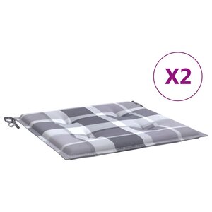vidaXL Coussins de chaise de jardin lot de 2 carreaux gris 40x40x4 cm