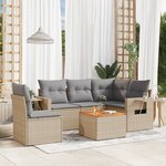 vidaXL Salon de jardin avec coussins 6 Pièces beige résine tressée