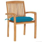 vidaXL Chaises de jardin 2 Pièces avec coussins bleu clair Bois de teck