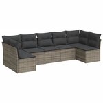 vidaXL Salon de jardin avec coussins 7 Pièces gris résine tressée