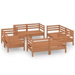 vidaXL Salon de jardin 8 Pièces Marron miel Bois de pin massif