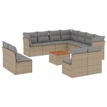 vidaXL Salon de jardin avec coussins 12 Pièces beige résine tressée