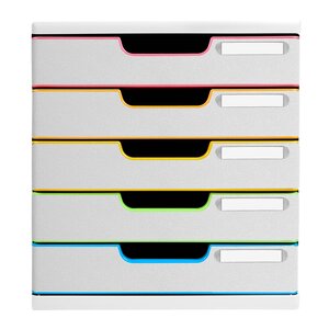 Module De Classement Modulo Black Office 5 Tiroirs Fermés - Blanc/arlequin - Exacompta