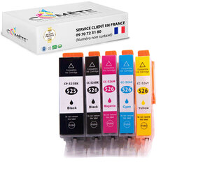 525XL 526XL - 5 cartouches compatibles pour Canon 525 XL 526 XL - COMETE
