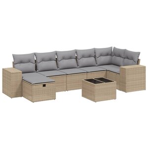 vidaXL Salon de jardin avec coussins 8Pièces mélange beige résine tressée