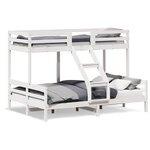 vidaXL Lit superposé 90x200/140x200 cm blanc bois de pin massif