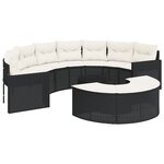 vidaXL Salon de jardin 3 Pièces demi-rond noir résine tressée
