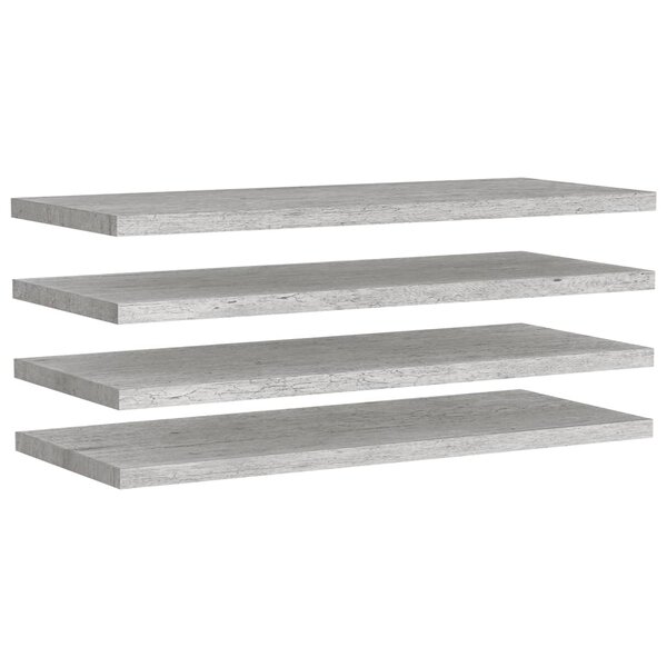 vidaXL Étagères murales flottantes 4 Pièces Gris béton 90x23 5x3 8cm MDF