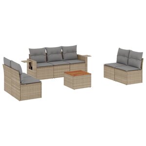vidaXL Salon de jardin avec coussins 8 Pièces beige résine tressée