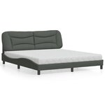vidaXL Lit avec matelas gris foncé 180x200 cm tissu