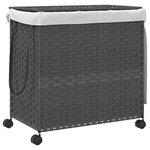 vidaXL Panier à linge avec roulettes gris 60x35x60 5 cm résine tressée