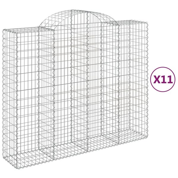 vidaXL Paniers à gabions arqués 11 Pièces 200x50x160/180 cm Fer galvanisé