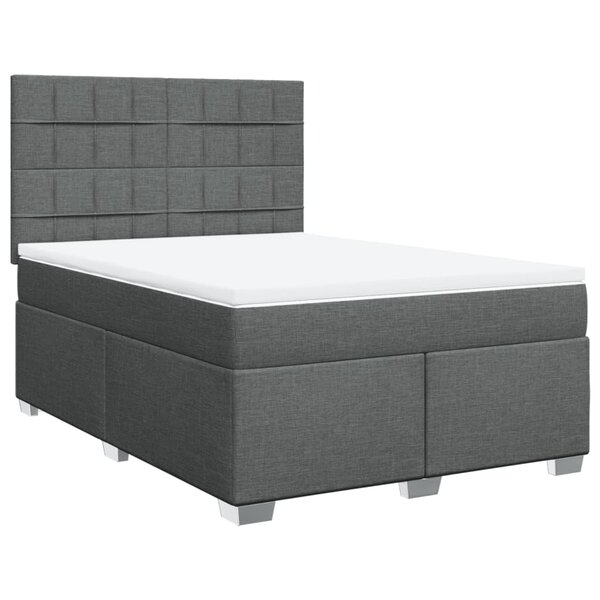 vidaXL Sommier à lattes de lit avec matelas Gris foncé 140x190cm Tissu