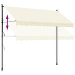 vidaXL Auvent rétractable crème 300x150 m tissu et acier