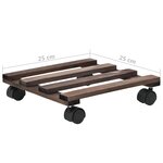 vidaXL Support roulant à plantes Bois de cèdre 4 Pièces 25 x 25 cm