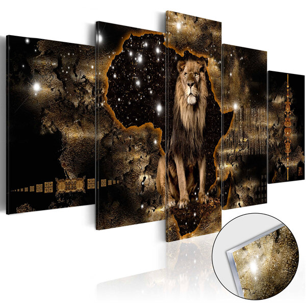 Tableau sur verre acrylique - golden lion [glass] l x h en cm 100x50