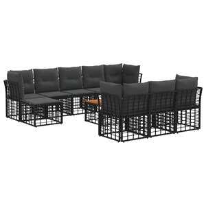vidaXL Ensemble de canapés d'extérieur 11 Pièces Noir et Gris foncé