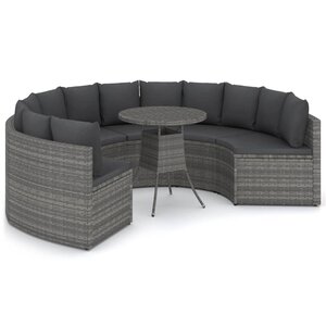 vidaXL Salon de jardin 7 Pièces avec coussins Résine tressée Gris