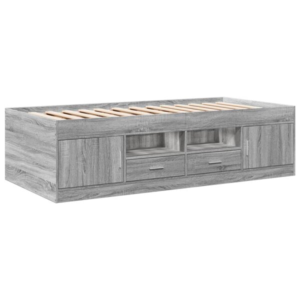 vidaXL Lit de jour et tiroirs sonoma gris 100x200cm bois d'ingénierie