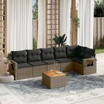 vidaXL Salon de jardin avec coussins 7 Pièces gris résine tressée