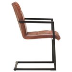 vidaXL Chaises à manger cantilever lot de 4 marron cuir véritable