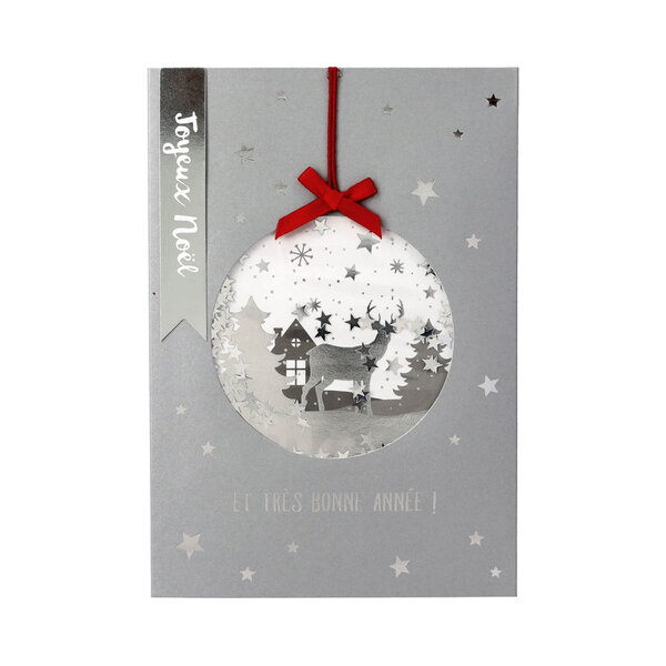 Carte de voeux - fêtes de fin d'année joyeux noël très bonne année boule a neige