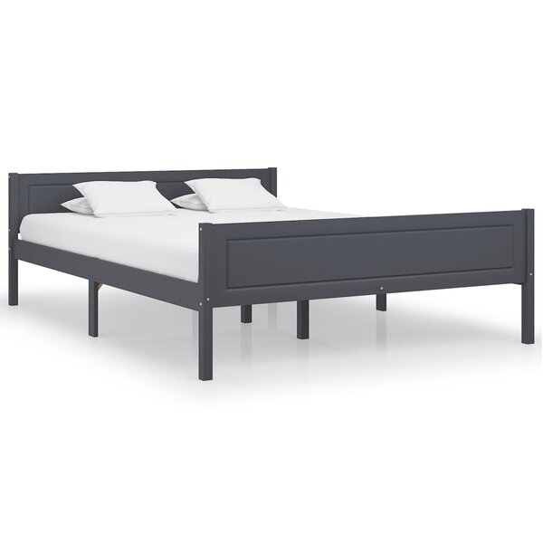 vidaXL Cadre de lit Bois de pin massif Gris 160x200 cm