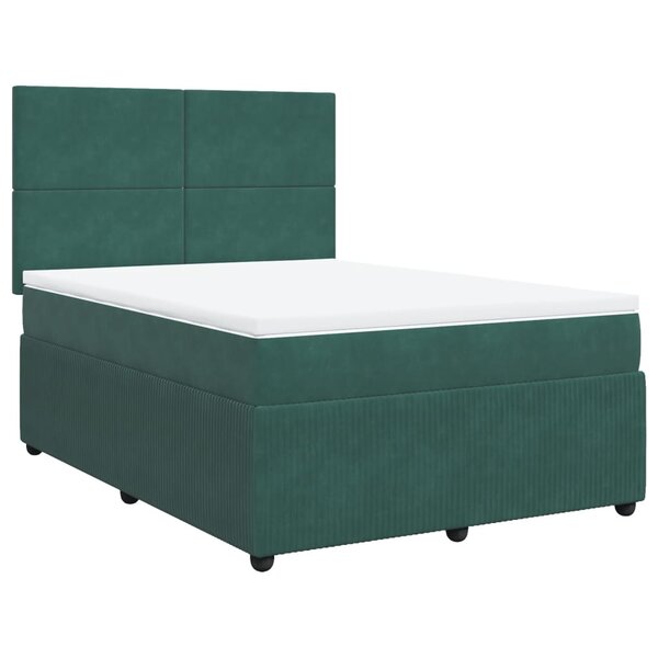 vidaXL Sommier à lattes de lit et matelas Vert foncé 140x200cm Velours