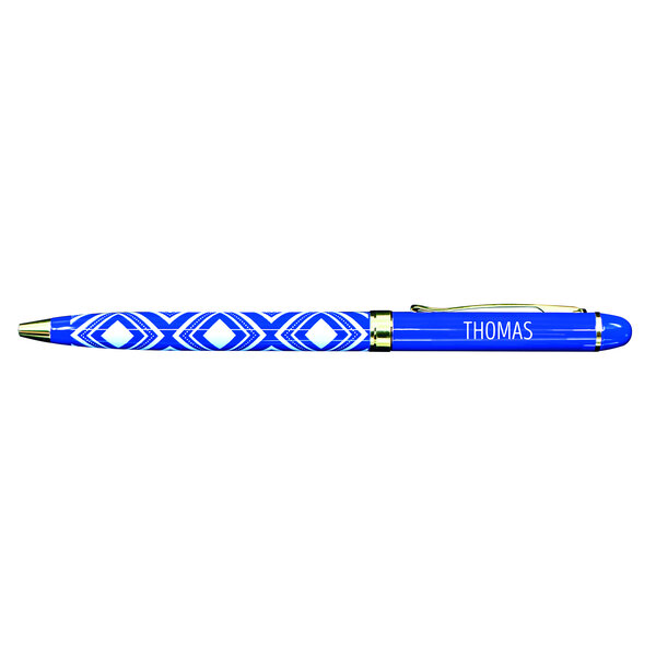 Stylo fin en métal laqué bleu - Thomas
