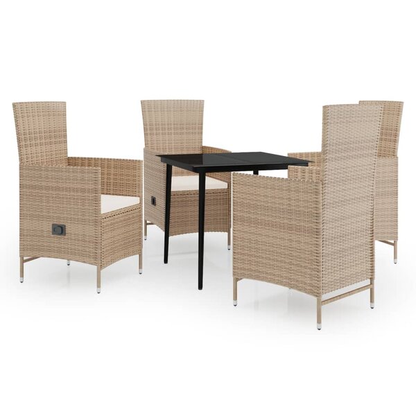 vidaXL Ensemble à manger de jardin avec coussins 5 Pièces Beige