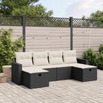 vidaXL Salon de jardin 6 Pièces avec coussins noir résine tressée