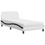 vidaXL Lit avec matelas blanc et noir 100x200 cm similicuir