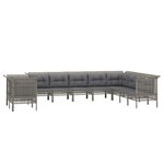 Salon de jardin meuble d'extérieur ensemble de mobilier 10 pièces avec coussins gris résine tressée 02_0015056