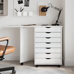 vidaXL Armoire roulante avec bureau MOSS blanc bois de pin solide