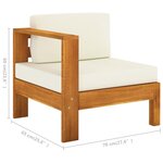 vidaXL Salon de jardin 6 Pièces avec coussins blanc crème Bois d'acacia