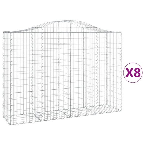 vidaXL Paniers à gabions arqués 8 Pièces 200x50x140/160 cm Fer galvanisé